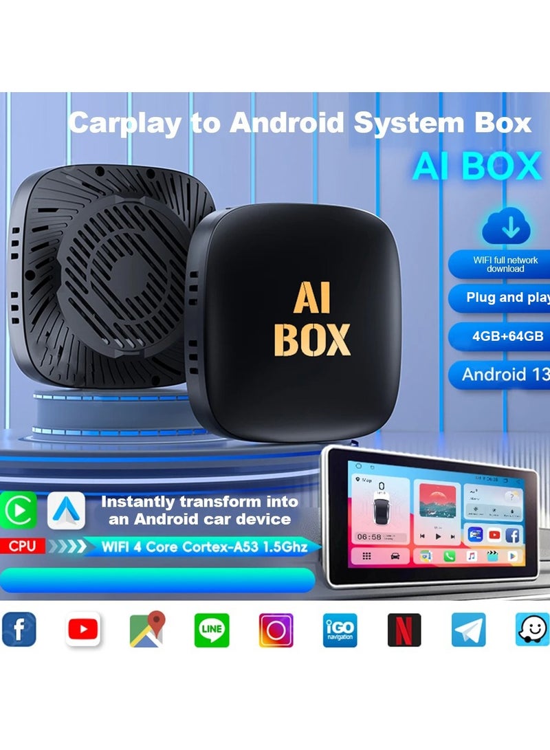 CarPlay Adapter 4+64GB Wireless AI Box, Supports YouTube Netflix, Wireless CarPlay & Android Auto, Plug & Play CarPlay Dongle with Split Screen - Image 2