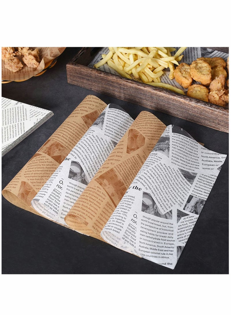 SYOSI Parchment Paper 200 Pcs Wax Baking Paper Deli Paper Sheets 10x10 Sandwich Wrapping Paper Greaseproof Non Stick Packaging Paper for Picnic Party Restaurants 100 White And 100 Retro Brown