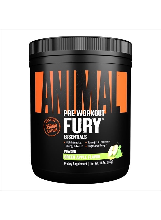 ANIMAL Fury Pre Workout Powder Supplement – Energize Your Workout With More Focus, Energy, Endurance and Pumps, Green Apple - 20 Servings - Image 1
