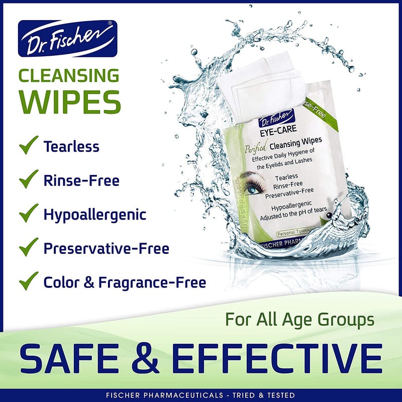 Dr. Fischer Eyelid Wipes - Purified, Non-Irritating, Pre-moistened Eye Wipes for Cleansing Sensitive Skin. Hypoallergenic Make-up Remover (30) - Image 5