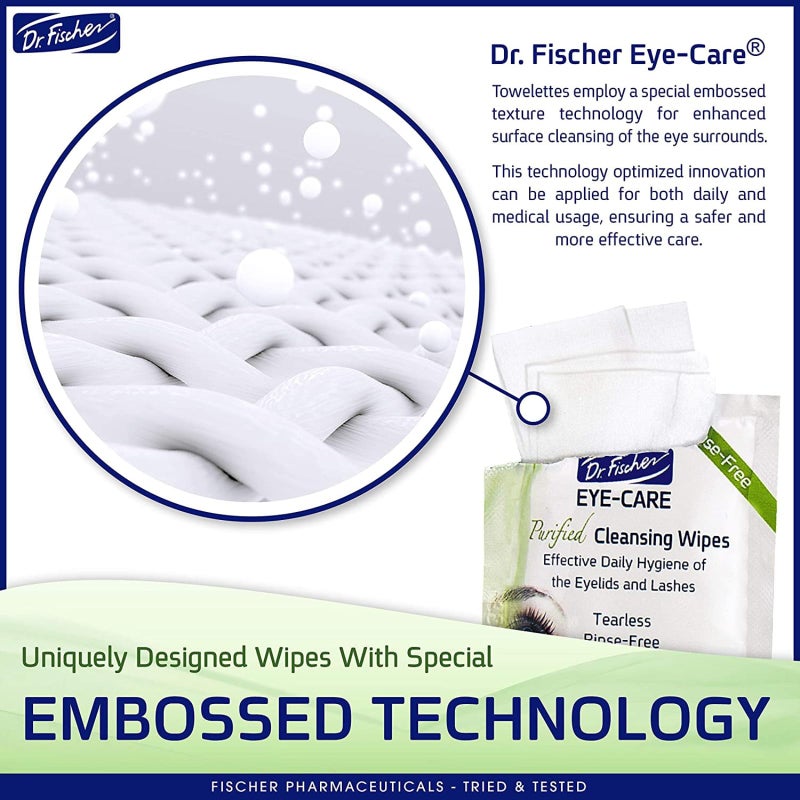 Dr. Fischer Eyelid Wipes - Purified, Non-Irritating, Pre-moistened Eye Wipes for Cleansing Sensitive Skin. Hypoallergenic Make-up Remover (30) - Image 2
