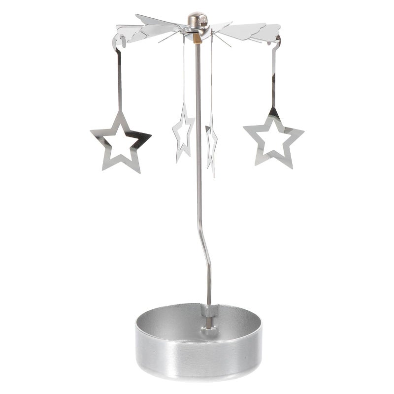 Rotating Silver Star Tabletop Candle Stand Holder For Romantic Dinner Wedding Decor - Image 2