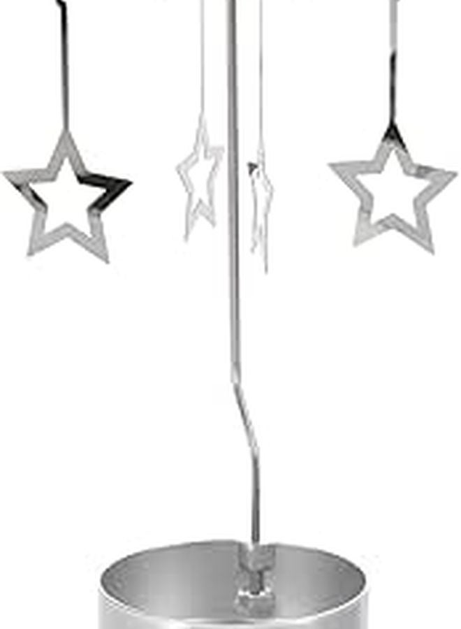 Rotating Silver Star Tabletop Candle Stand Holder For Romantic Dinner Wedding Decor - Image 1