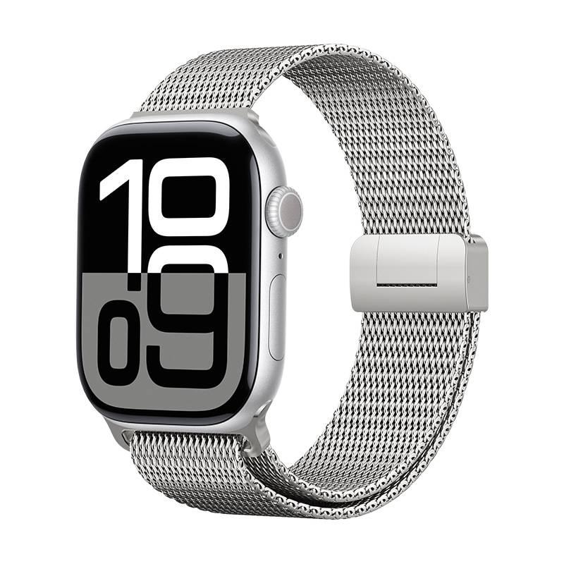 سوار ساعة ذكية حلقة ميلانيز مغناطيسية متوافق باللون أسود قابل للتعديل مع Apple Watch 42/44/45/49mm بملاءمة قابلة للتعديل وحزام بديل - Image 5
