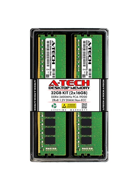 A-Tech 32GB (2x16GB) DDR4 2400 MHz UDIMM PC4-19200 (PC4-2400T) CL17 DIMM 2Rx8 Non-ECC Desktop RAM Memory Modules