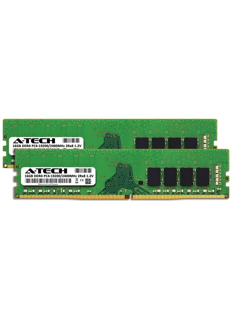 A-TECH A-Tech 32GB (2x16GB) DDR4 2400 MHz UDIMM PC4-19200 (PC4-2400T) CL17 DIMM 2Rx8 Non-ECC Desktop RAM Memory Modules  - Image 2