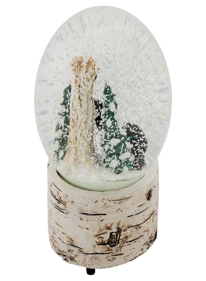 Roman White Wash Wood Black Bear 5.5 inch Resin Decorative Snow Globe - Image 3