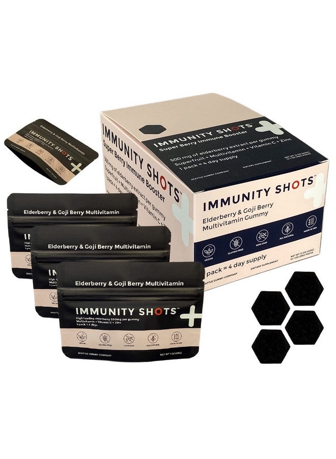 SGC Immunity Shots Elderberry And Goji Berry 500Mg Multivitamin Gummies (12Packs 4 Per Pack) Immune System Support Supplement Vegan Gluten Free All Natural Made In Usa (Seattle Gummy Company) - Image 2