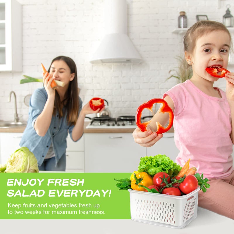 TBMax Fruit Storage Containers for Fridge Organizers and Storage, 4 Pack Large Produce Saver with Airtight Lid & Colander for Berry Lettuce Salad Vegetable Storage, Refrigerator Organizers - Image 2