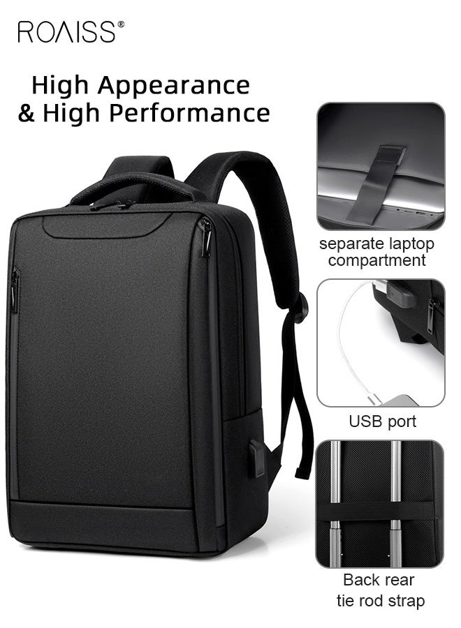 roaiss Oxford Backpack Men's 15.6-inch Large Capacity Outdoor Travel Laptop Backpack Leisure Business Commuting Bag Waterproof Laptop Computer Bag for Daily Use Student Travel with USB Charge Port  - Image 2