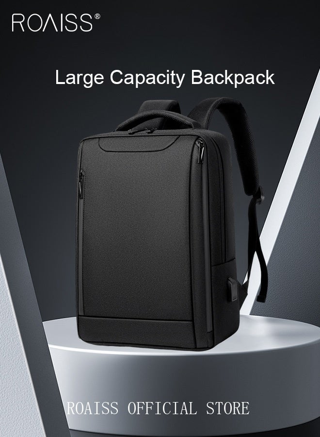 roaiss Oxford Backpack Men's 15.6-inch Large Capacity Outdoor Travel Laptop Backpack Leisure Business Commuting Bag Waterproof Laptop Computer Bag for Daily Use Student Travel with USB Charge Port  - Image 3