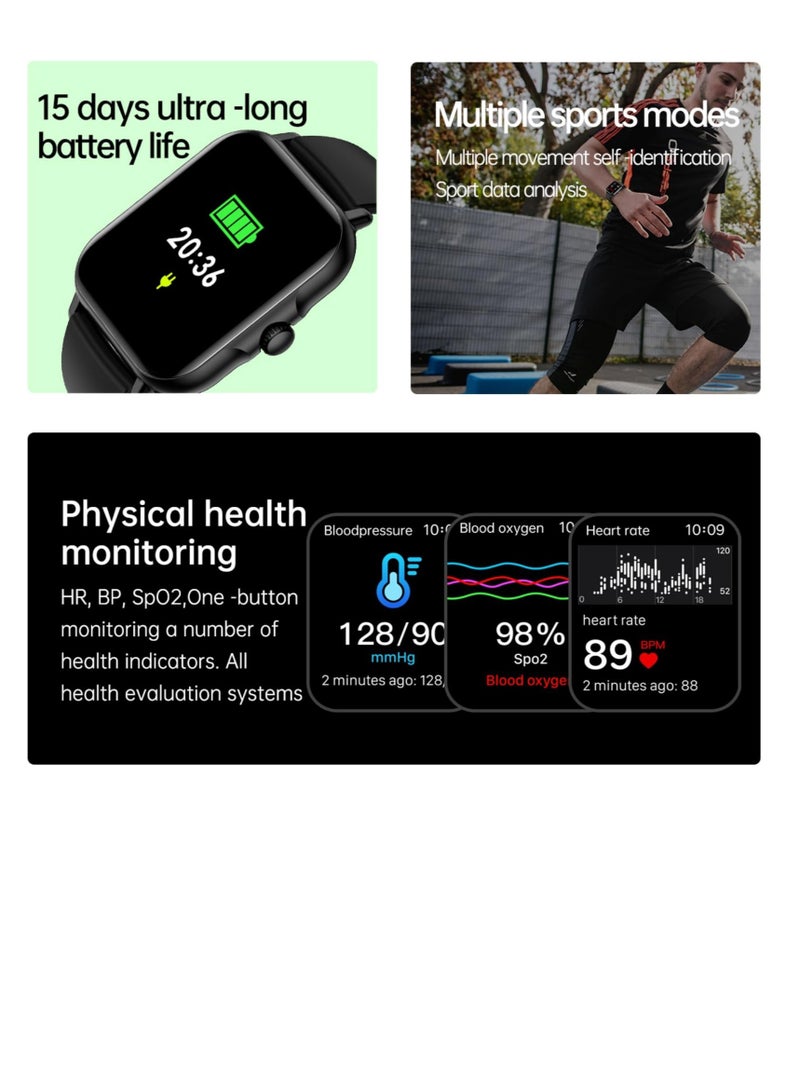 Excefore Smart Watch(Answer/Make Call), 1.83" HD Screen, IP67 Waterproof Fitness Watch Bluetooth Call, 100+ Sport Modes Fitness Tracker Watch, Heart Rate Sleep Monitor Pedometer Smartwatch - Image 4