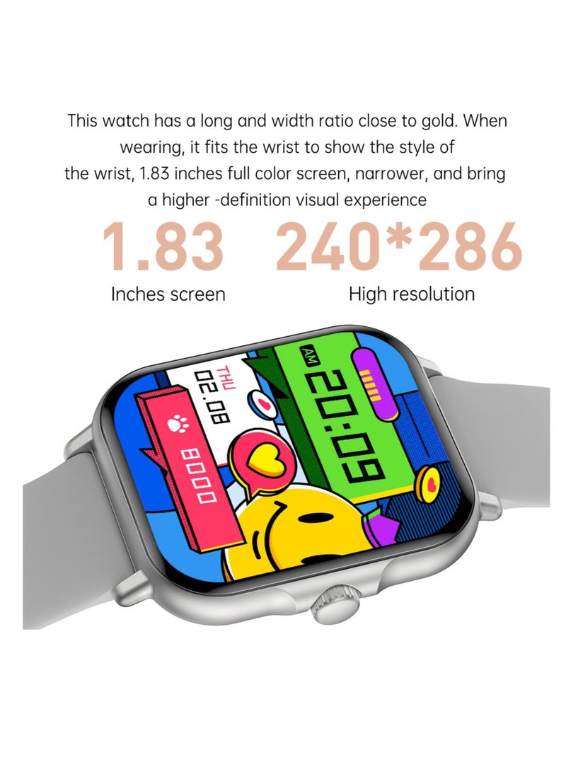 Excefore Smart Watch(Answer/Make Call), 1.83" HD Screen, IP67 Waterproof Fitness Watch Bluetooth Call, 100+ Sport Modes Fitness Tracker Watch, Heart Rate Sleep Monitor Pedometer Smartwatch - Image 2
