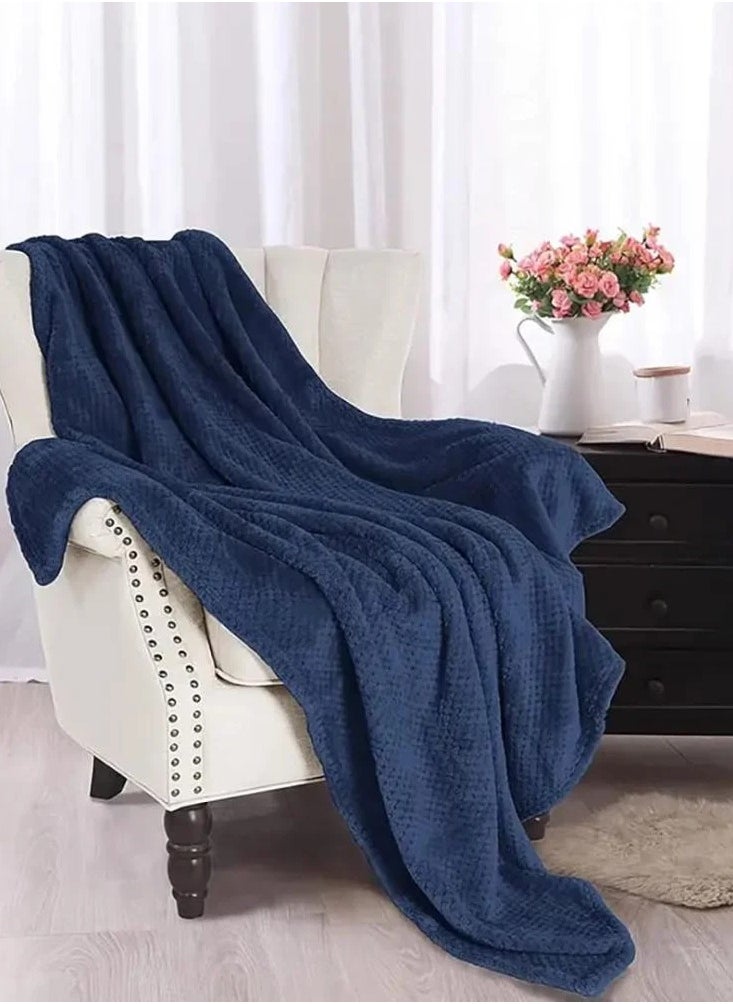 ميلين بطانية ثقيلة مخمل محفور-بطانية أريكه- لافيتا 200 × 230 - كحلي  - Image 1
