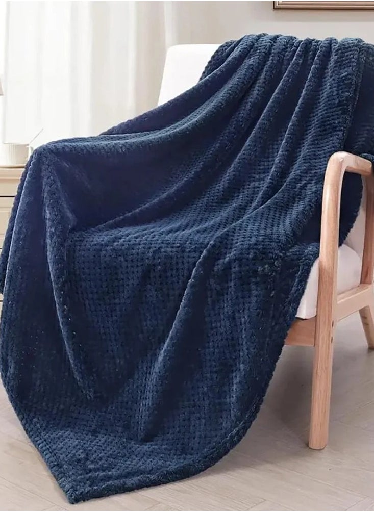 ميلين بطانية ثقيلة مخمل محفور-بطانية أريكه- لافيتا 200 × 230 - كحلي  - Image 2