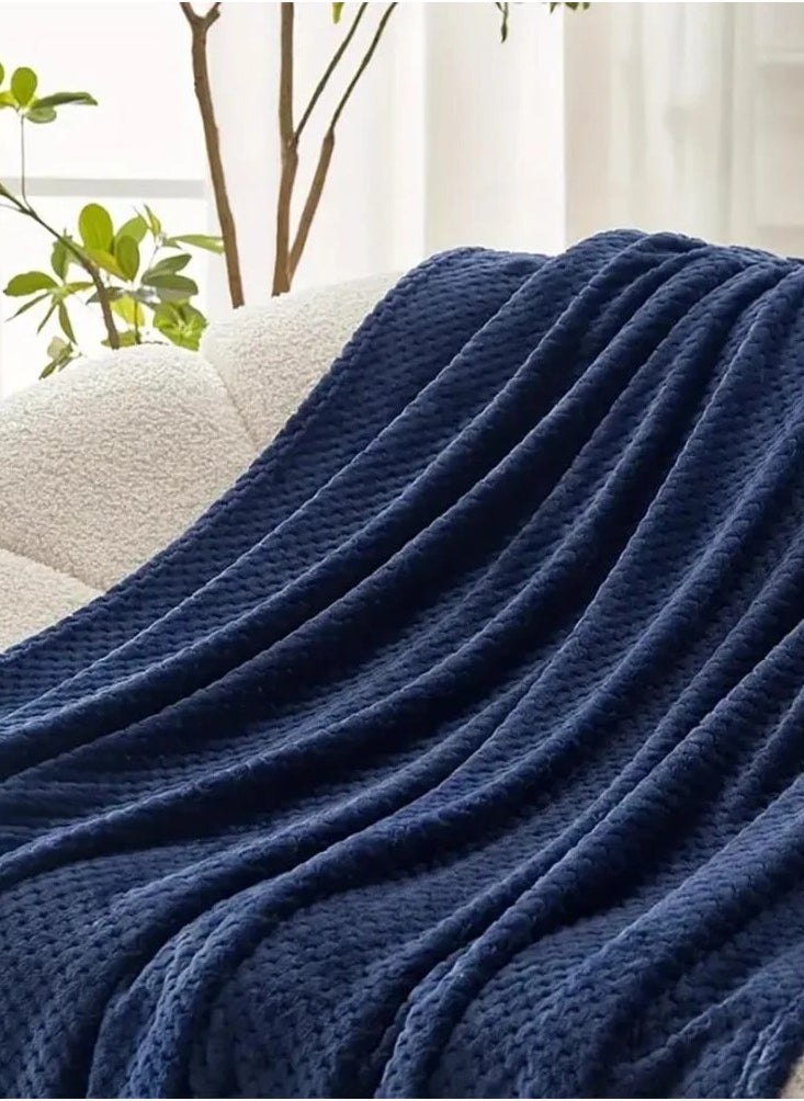ميلين بطانية ثقيلة مخمل محفور-بطانية أريكه- لافيتا 200 × 230 - كحلي  - Image 4
