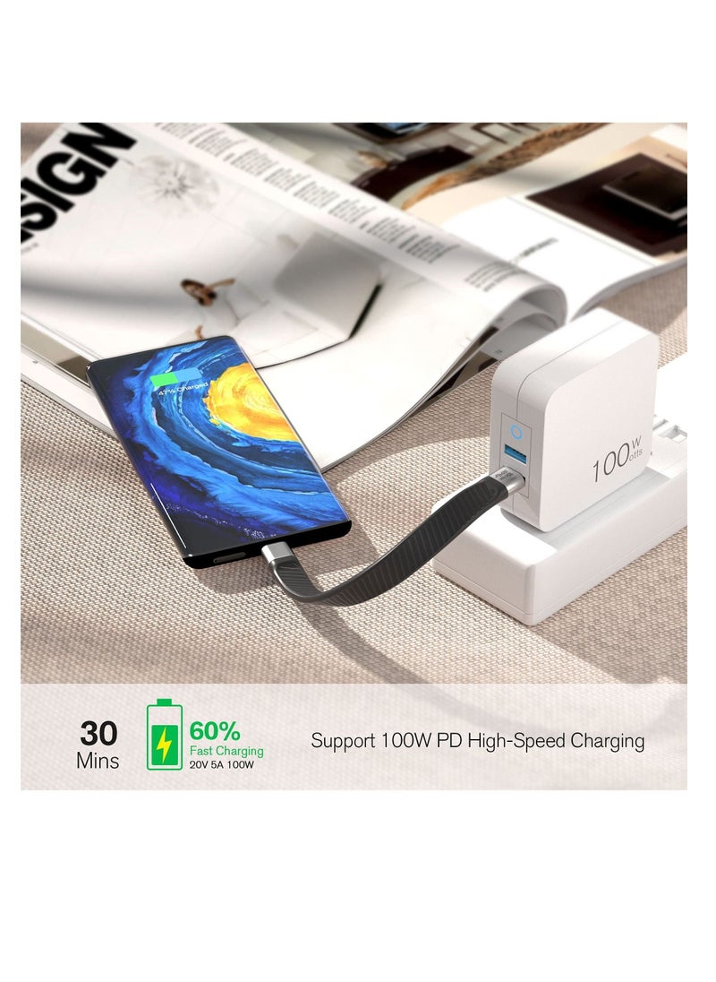 KASTWAVE - USB C to USB C Cable 13.7cm, Short USB C Cable(USB 3.2 Gen 2) Supports 100W Charging / 10Gbps Data Transfer / 4K@60Hz Display, USB C Charging Cable for Samsung Galaxy, Compatible with Android(Sliver) - Image 1