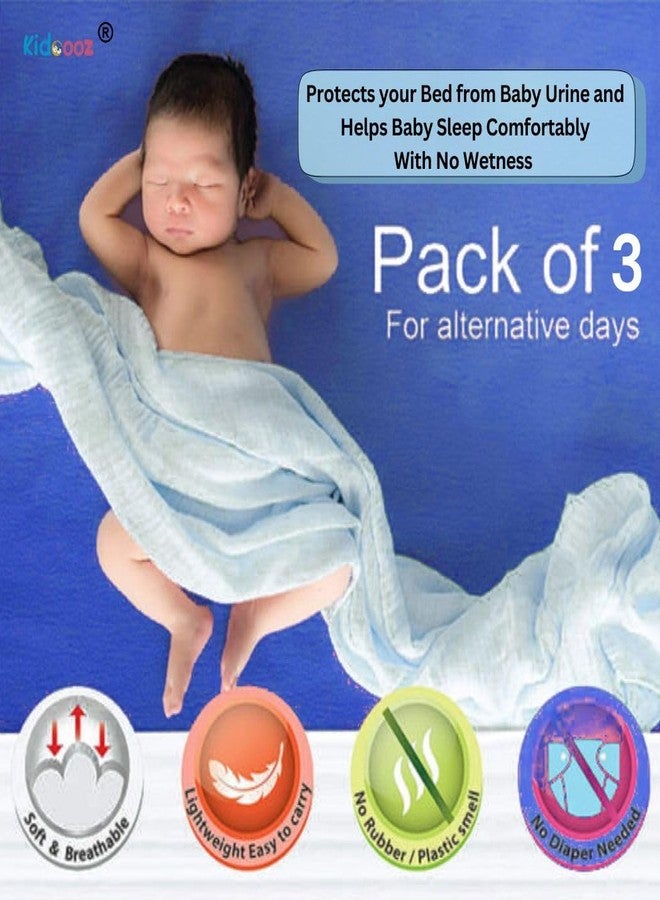 Kidoooz Anti-Piling Fleece Extra Absorbent Instant Dry Sheet for Baby, Baby Bed Protector, Waterproof Sheet (3, Red+Sky Blue+Navy Blue, Small) - Image 2