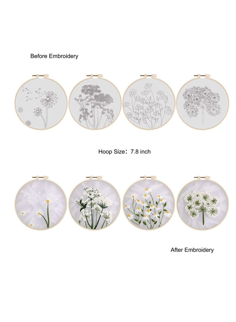 SYOSI Embroidery Starters Kit for Beginners Adults Stamped Cross Stitch Kits Include 4 Embroidery Cloth 4 Embroidery Hoops Threads and Needles  - Image 5