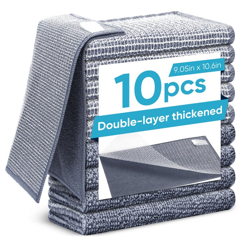 Forggon10 Pcs New Upgrade 2-Layer Non Scratch Wire Dishcloth,Wire Dishwashing Rag, Non-Scratch Wire Dishwashing Rags for Wet and Dry, Kitchen Cleaning Dish Rags for Cookware,Sinks, Dishes,Stove - Image 1