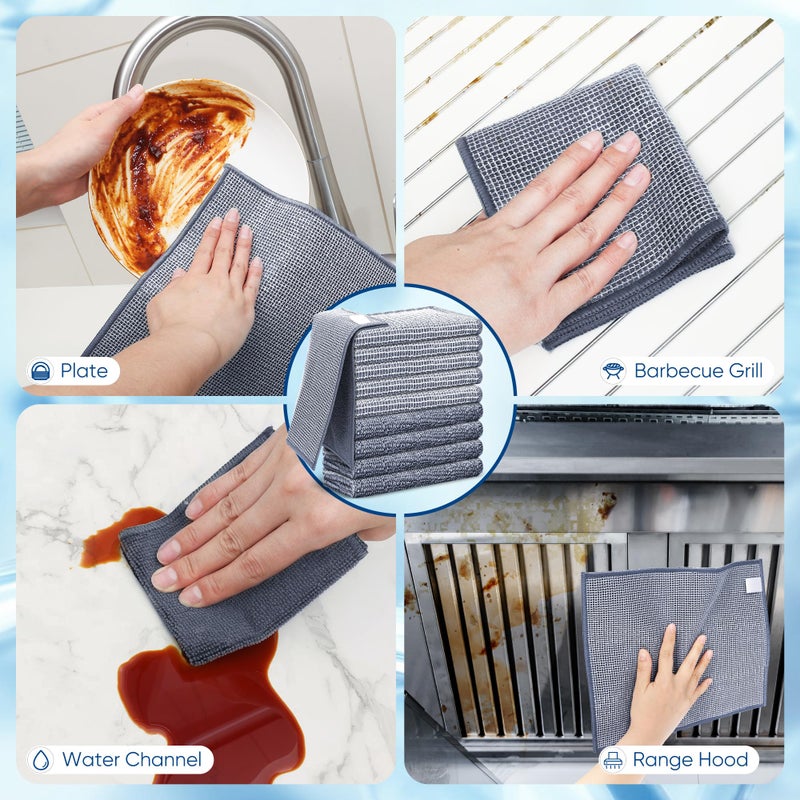 Forggon10 Pcs New Upgrade 2-Layer Non Scratch Wire Dishcloth,Wire Dishwashing Rag, Non-Scratch Wire Dishwashing Rags for Wet and Dry, Kitchen Cleaning Dish Rags for Cookware,Sinks, Dishes,Stove - Image 4