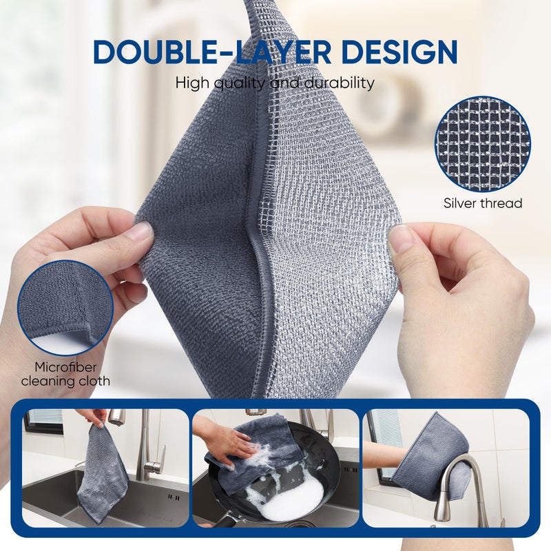 Forggon10 Pcs New Upgrade 2-Layer Non Scratch Wire Dishcloth,Wire Dishwashing Rag, Non-Scratch Wire Dishwashing Rags for Wet and Dry, Kitchen Cleaning Dish Rags for Cookware,Sinks, Dishes,Stove - Image 5