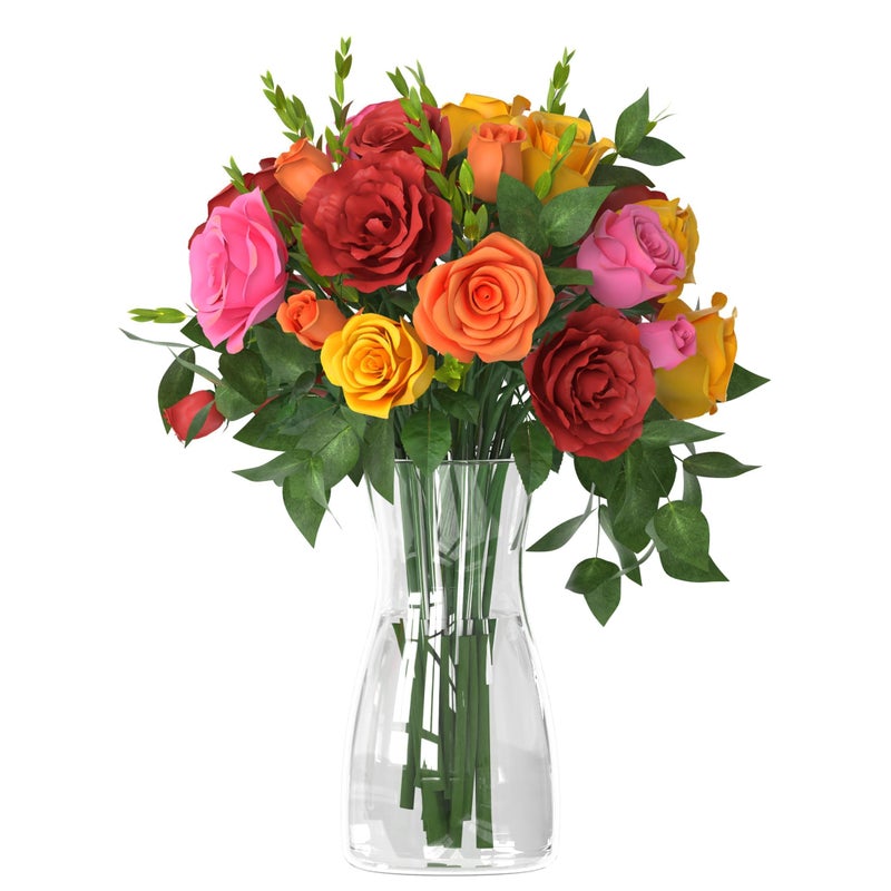 Der Rose Clear Glass Vase Flower Vase for Centerpieces, Bouquets, and Flowers(4.5×8 Inch) - Image 1