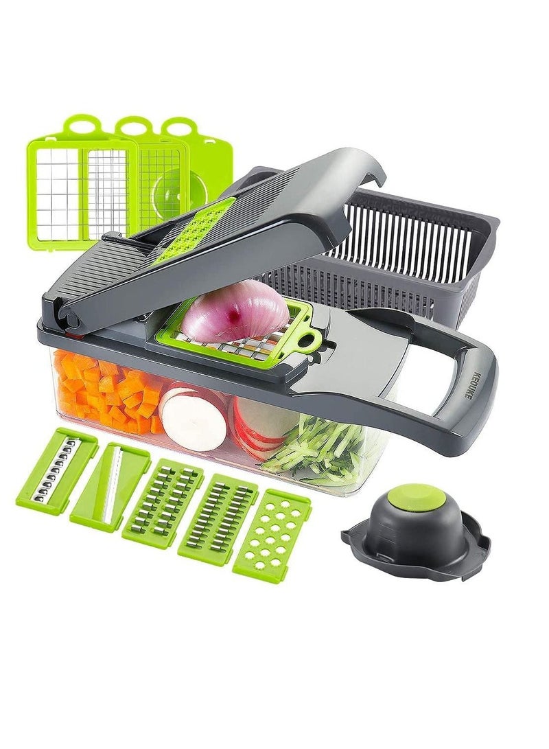 Womdee Vegetable Chopper Slicer Dicer - 12 -in -1 Onion Chopper Fruits Cutter Mandoline Slicer Food Chopper/Cutter with 7 Stainless Steel Blades, - Image 1