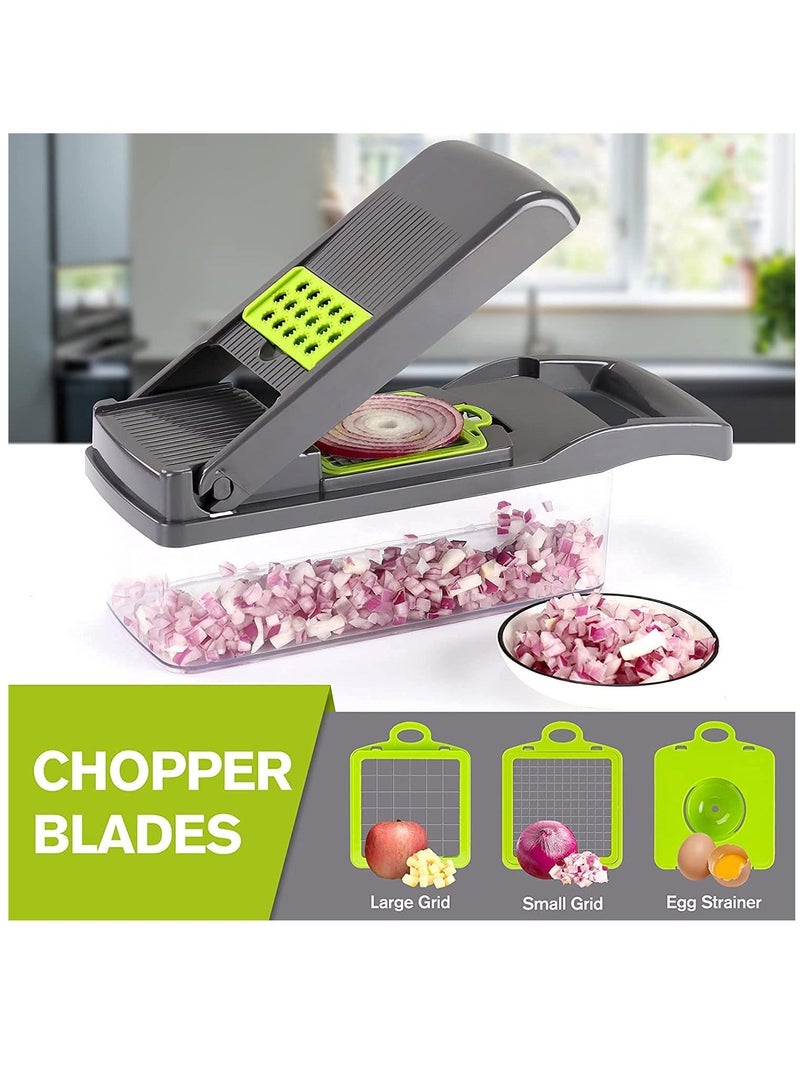 Womdee Vegetable Chopper Slicer Dicer - 12 -in -1 Onion Chopper Fruits Cutter Mandoline Slicer Food Chopper/Cutter with 7 Stainless Steel Blades, - Image 3