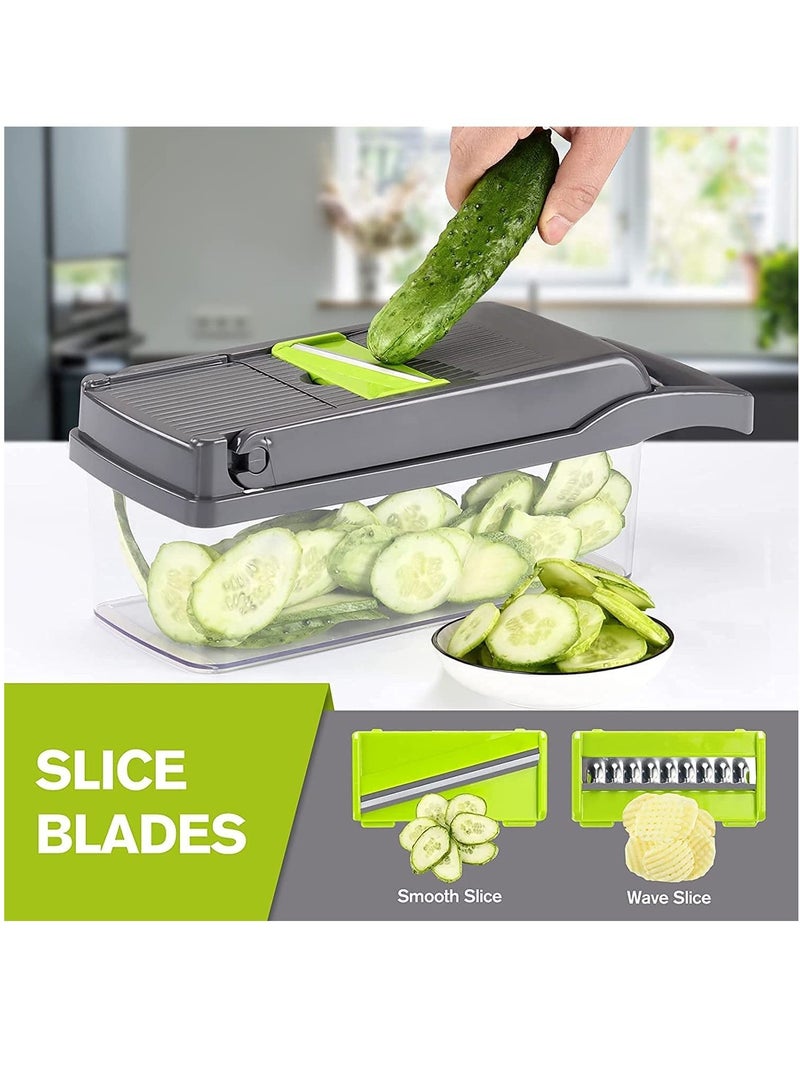 Womdee Vegetable Chopper Slicer Dicer - 12 -in -1 Onion Chopper Fruits Cutter Mandoline Slicer Food Chopper/Cutter with 7 Stainless Steel Blades, - Image 5