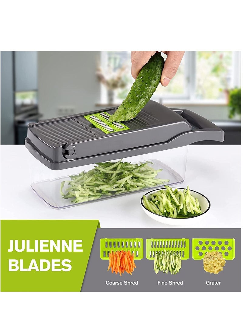 Womdee Vegetable Chopper Slicer Dicer - 12 -in -1 Onion Chopper Fruits Cutter Mandoline Slicer Food Chopper/Cutter with 7 Stainless Steel Blades, - Image 4