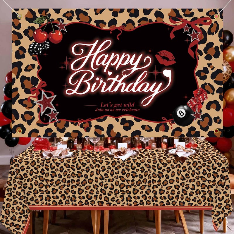 Heboland Red Cheetah Print Backdrop Birthday Party Decorations, Y2K Cherry Leopard 3 x 5Ft Polyester Fabric Background Banner for Big Mama Women Girl Night - Image 5