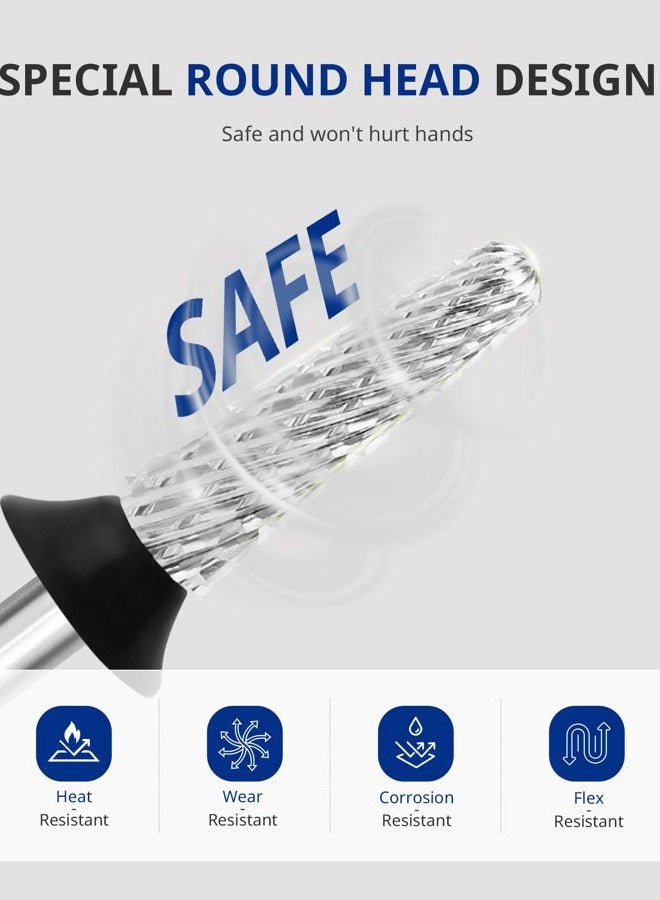 AIRSEE Tungsten Carbide Acrylic Nail Drill Bit Efile Electric File Machine Head Tip for Manicure Polishing Art Remove Gel 3/32" 2 Way Safety Use Ball Top Tapered Bit Cone Shape Extra Coarse-XC - Image 3