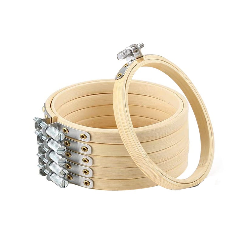 6 Pieces Embroidery Hoops Adjustable Bamboo CircleCross Stitch Hoop Ring Bulk Wholesale for DIY Craft Wedding Decoration 6 inch