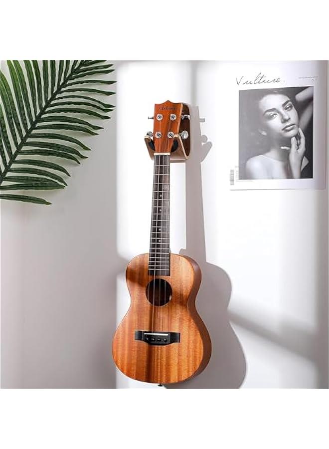 Beauenty Guitar Wall Mount Holder Guitar Hanger with Pick Slot Skateboard Rack Modern Design Guitar Hook Ukulele Stand Wooden Violin Display Stand with Tool for Storage Bass Acoustic Mandolin Banjo (1 Set)  - Image 2