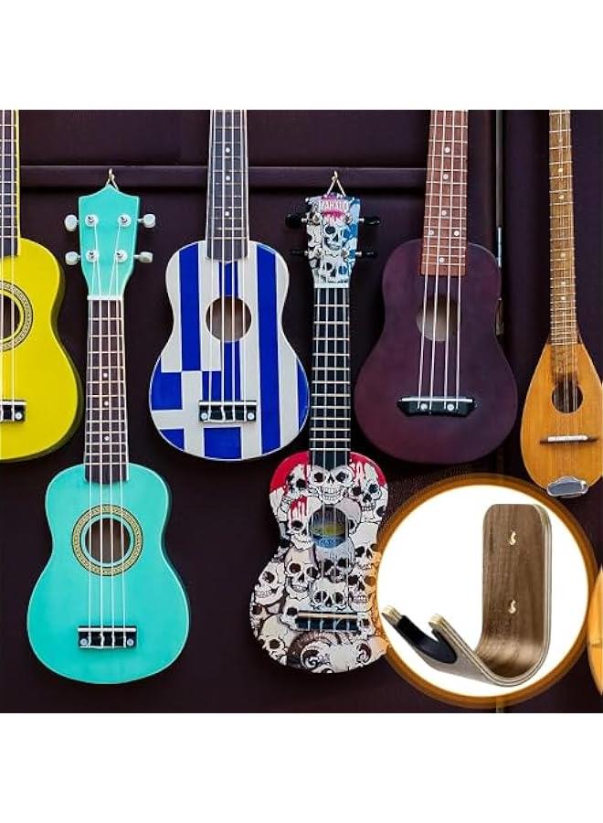 Beauenty Guitar Wall Mount Holder Guitar Hanger with Pick Slot Skateboard Rack Modern Design Guitar Hook Ukulele Stand Wooden Violin Display Stand with Tool for Storage Bass Acoustic Mandolin Banjo (1 Set)  - Image 4