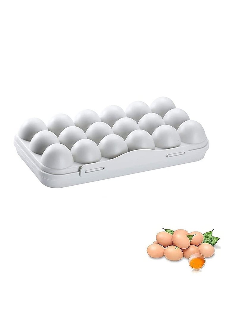 FYCAN FYCAN 18 Compartment Egg Storage Box with Lid Egg Preservation Box Design Egg Storage Box Freestanding Stackable Egg Box Plastic Fridge Egg Tray Suitable for Home Refrigerator Outdoor Grey  - Image 1