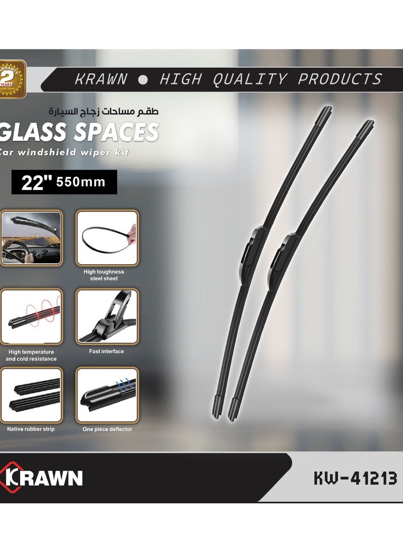 KRAWN 22" 550mm  Replacement Windshield Wiper Kit Black 