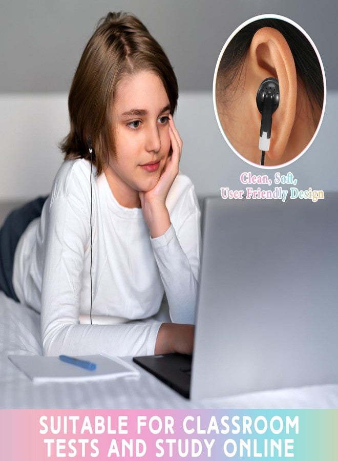 Saysurey سماعات أذن Saysurey، عبوة من 50 قطعة، سماعات أذن للأطفال مع سلك، معبأة بشكل فردي في أكياس، مناسبة للفصول الدراسية والطلاب والمكتبات المدرسية (أسود) - Image 4