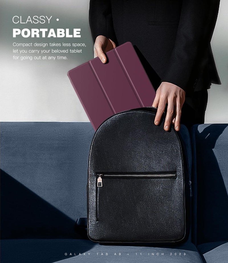 EDNITA Smart Case Cover for Samsung Galaxy Tab A9+/A9 Plus 11 Inch 2023, Slim Lightweight Stand Hard Back Shell Protective Cover for Galaxy Tab A9+ Tablet (Wine) - Image 3