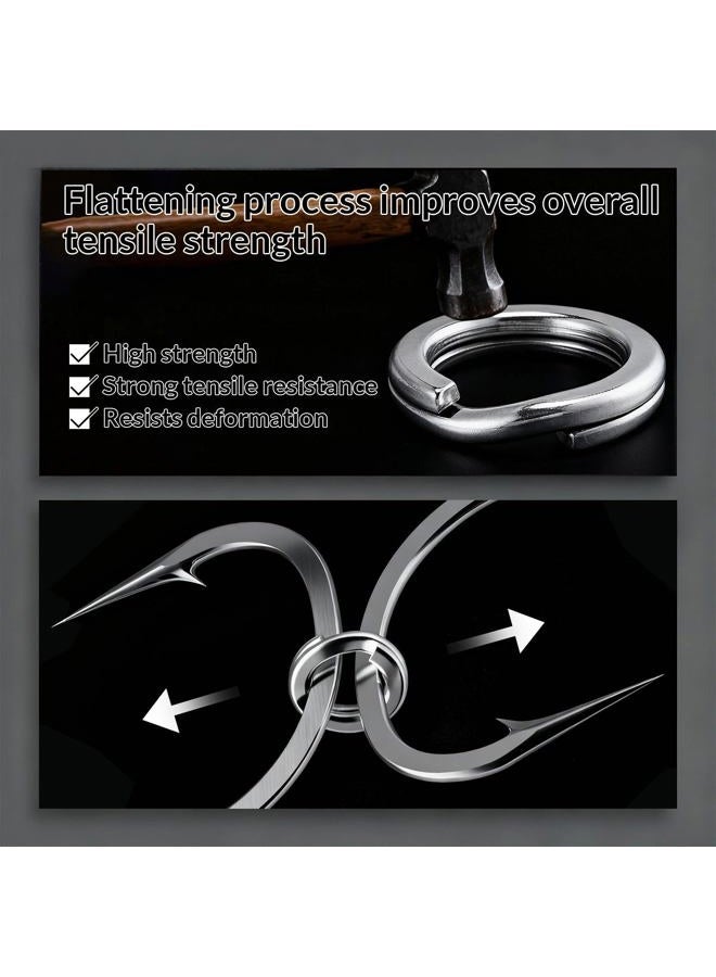 FishTrip Split Rings Fishing 50Pcs - Stainless Steel Heavy Duty Split Ring Pliers Saltwater Treble Hooks Terminal Tackle Connector (Size 4) - Image 3