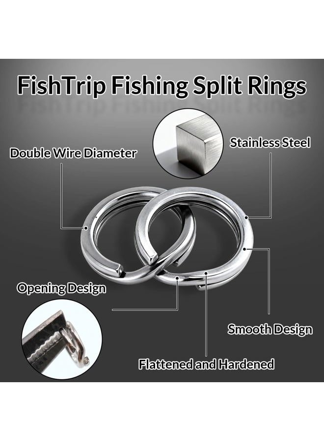 FishTrip Split Rings Fishing 50Pcs - Stainless Steel Heavy Duty Split Ring Pliers Saltwater Treble Hooks Terminal Tackle Connector (Size 4) - Image 2