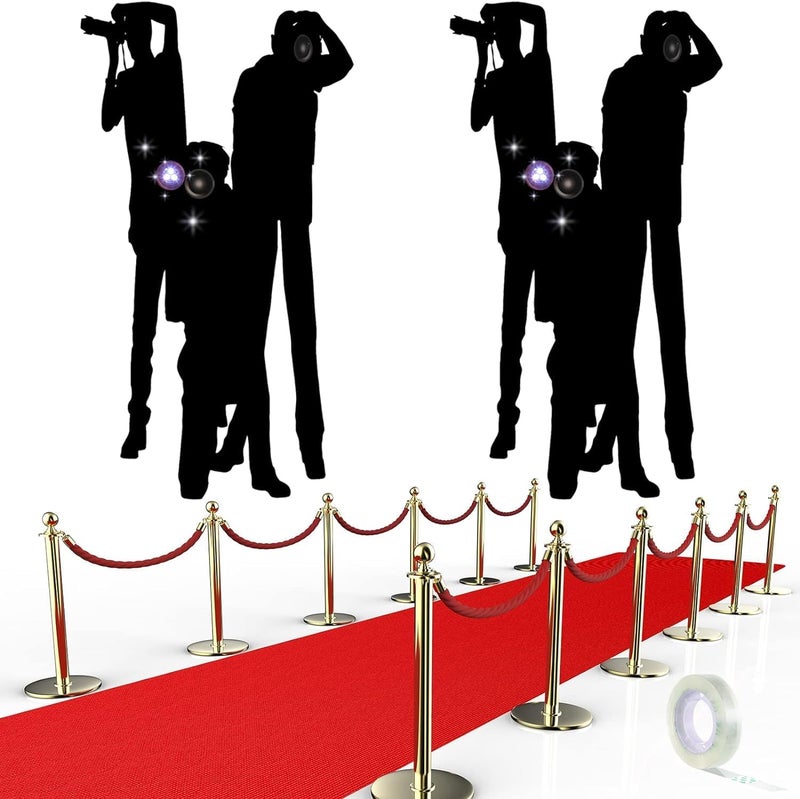 ARS Halloween Paparazzi Props Photo Backdrop With Red Carpet Runner for Party, Academy Awards, Outdoor Movie Night - 6 Pcs Party Decorations Accessory Set - Image 1