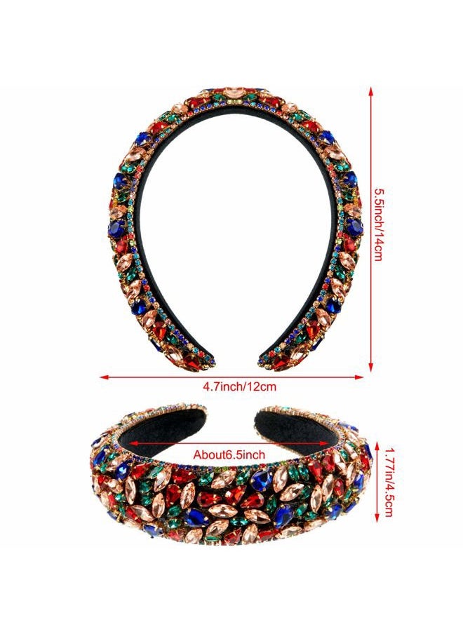 WILLBOND Velvet Padded Crystal Rhinestone Headband Crystal Embellished Hair Hoop Retro Jewelled Hairband Hair Accessory for Women Wedding Parties Ceremonies Birthday Banquet  - Image 2
