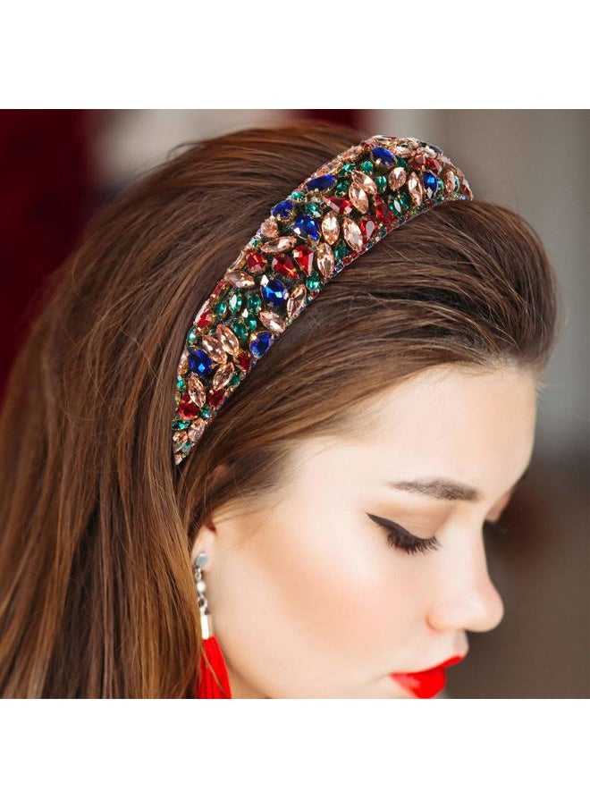 WILLBOND Velvet Padded Crystal Rhinestone Headband Crystal Embellished Hair Hoop Retro Jewelled Hairband Hair Accessory for Women Wedding Parties Ceremonies Birthday Banquet  - Image 5