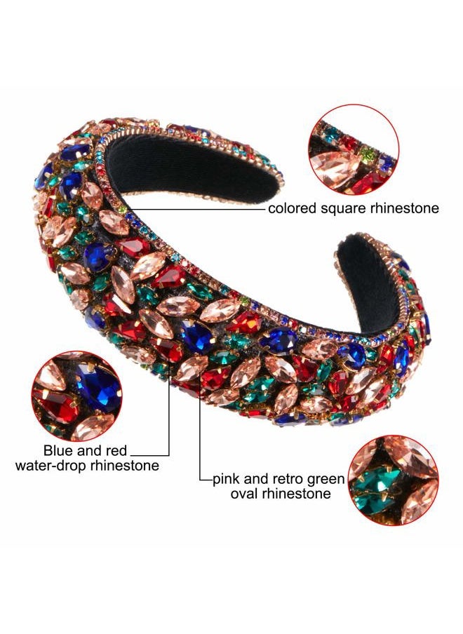 WILLBOND Velvet Padded Crystal Rhinestone Headband Crystal Embellished Hair Hoop Retro Jewelled Hairband Hair Accessory for Women Wedding Parties Ceremonies Birthday Banquet  - Image 3