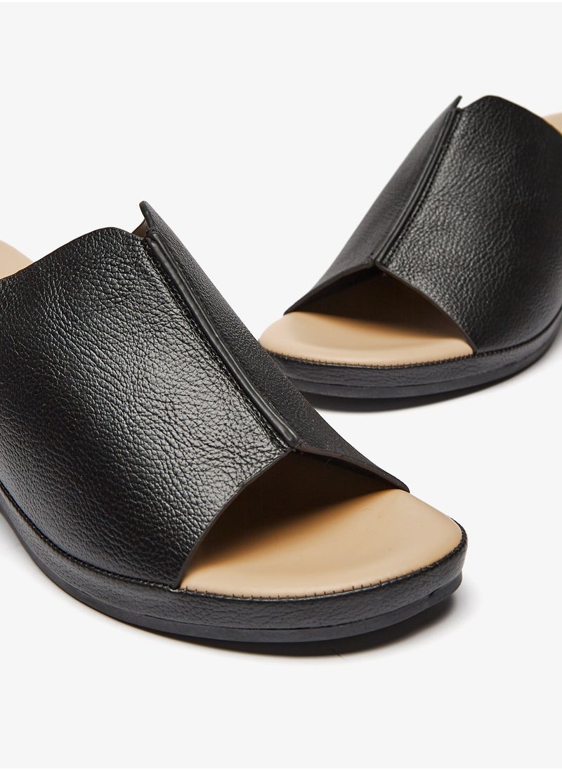 Le Confort - Womens Solid Slip-On Sandals with Wedge Heels Black - Image 1
