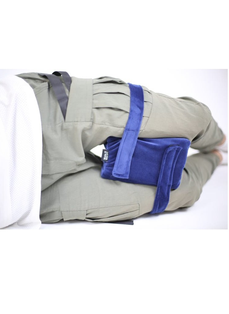 HT - Knee spacer, to separate the knees and hold the hips when apart, pillow for sciatica relief, spine alignment and nerve pain, circumferential support for legs, blue - Image 1