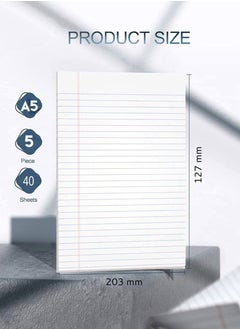 MARKQ Writing Pad 5-Pack Single Line Legal Notepad, A5 Notebook Sheets for School, College, Office Supplies - 40 Sheets Each - Ideal for Notetaking, Memo Pads, Writing Notepad  - Image 2