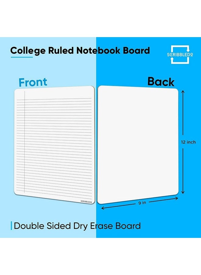 Scribbledo - Dry Erase Notebook College Ruled Lined Board 9"X12" Reusable Lined Erasable Ruled Writing Note Pad Lapboard, Blank Whiteboard On Reverse - Image 1